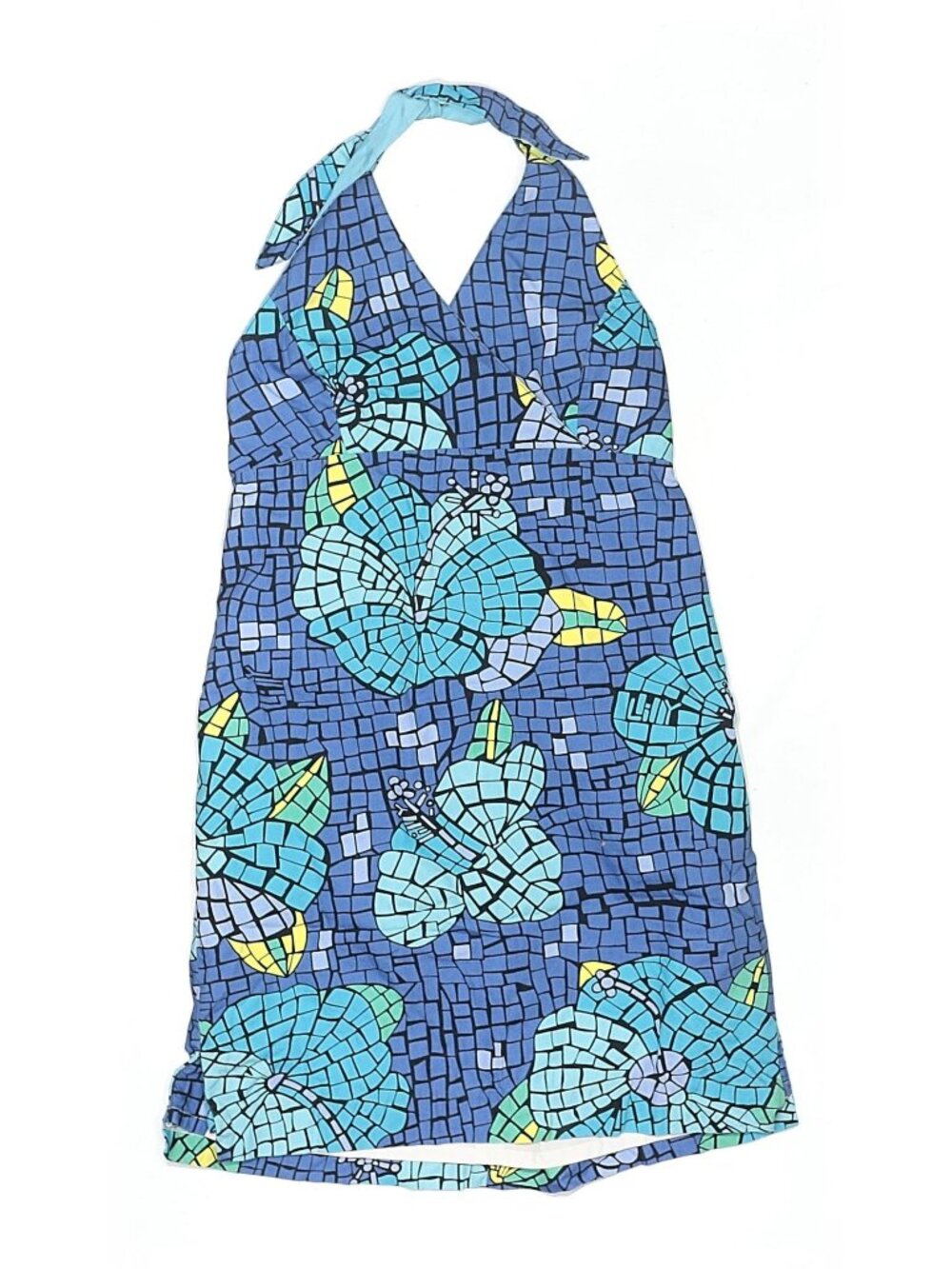 Girl Vintage Lilly Pulitzer Molokini Blue Mosaic Halter Sun Dress Size 14